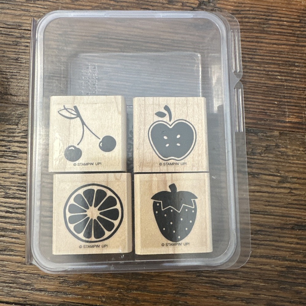 Stampin' Up Tart & Tangy Fruit Cherries Set Of 4 Wood Rubber Stamps